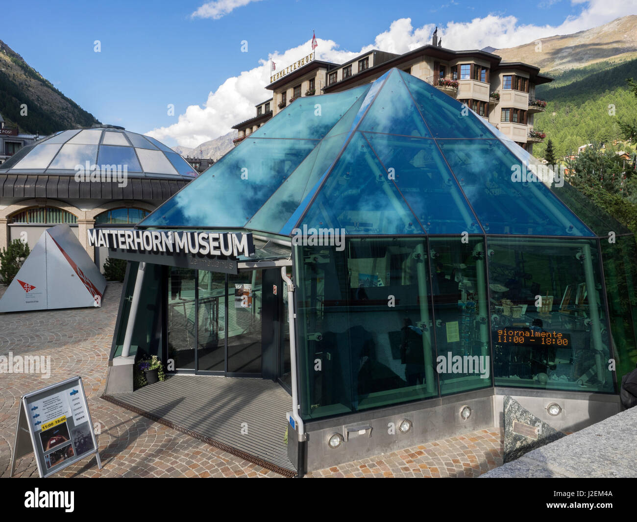 Switzerland, Zermatt, Matterhorn museum (Zermatlantis), entrance to underground musuem Stock
