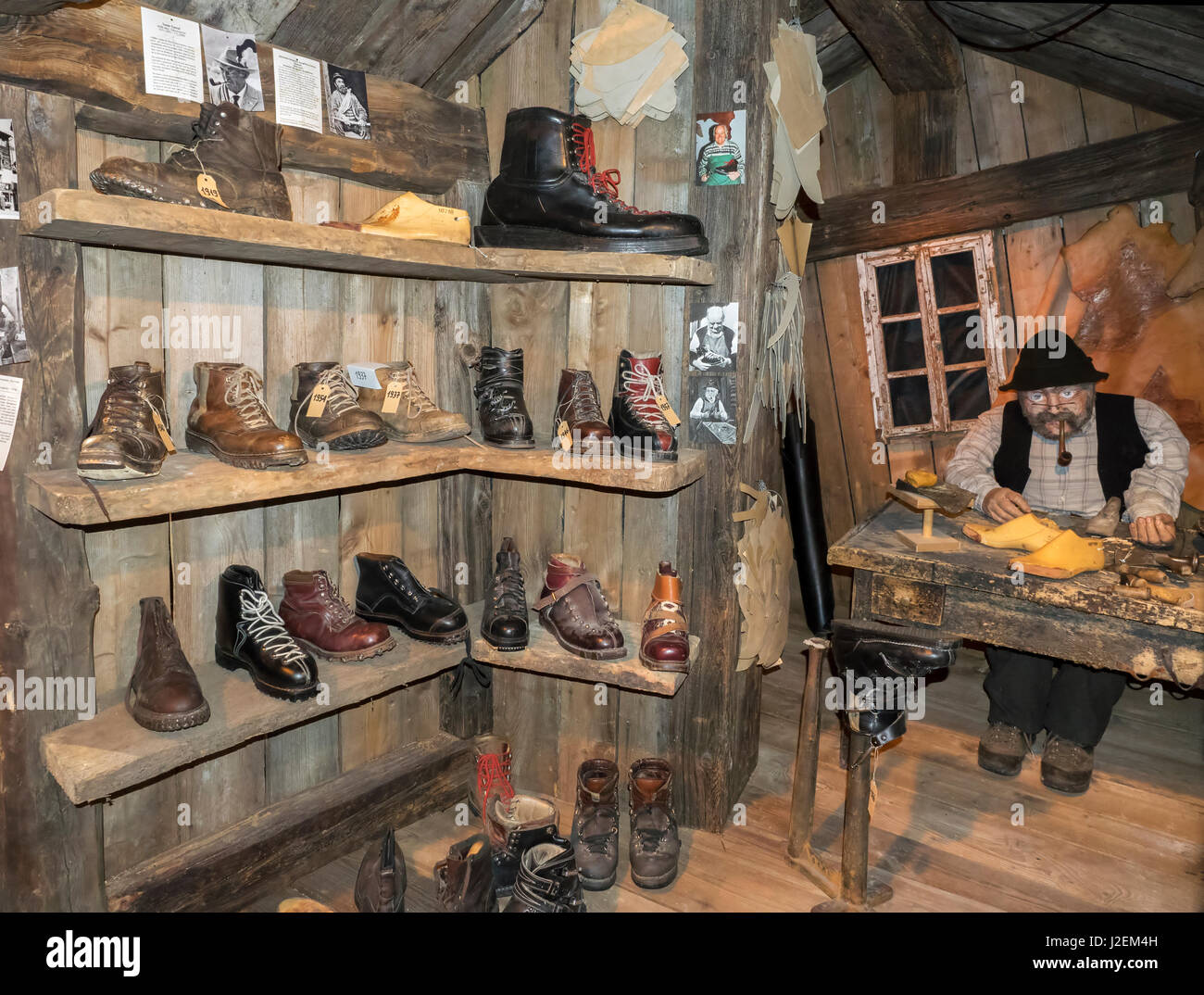 Switzerland, Zermatt, Matterhorn museum (Zermatlantis), Cobbler