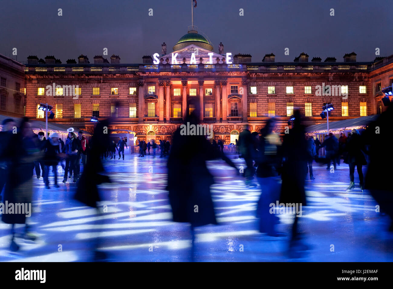 Ice skaters at Somerset House ice rink London England UK Stock Photo ...