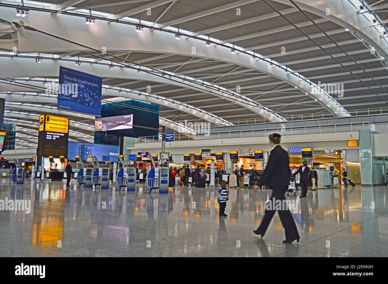 Europe, United Kingdom, England, London Borough of Hillingdon. Terminal 5 Departures at Heathrow Airport Stock Photo