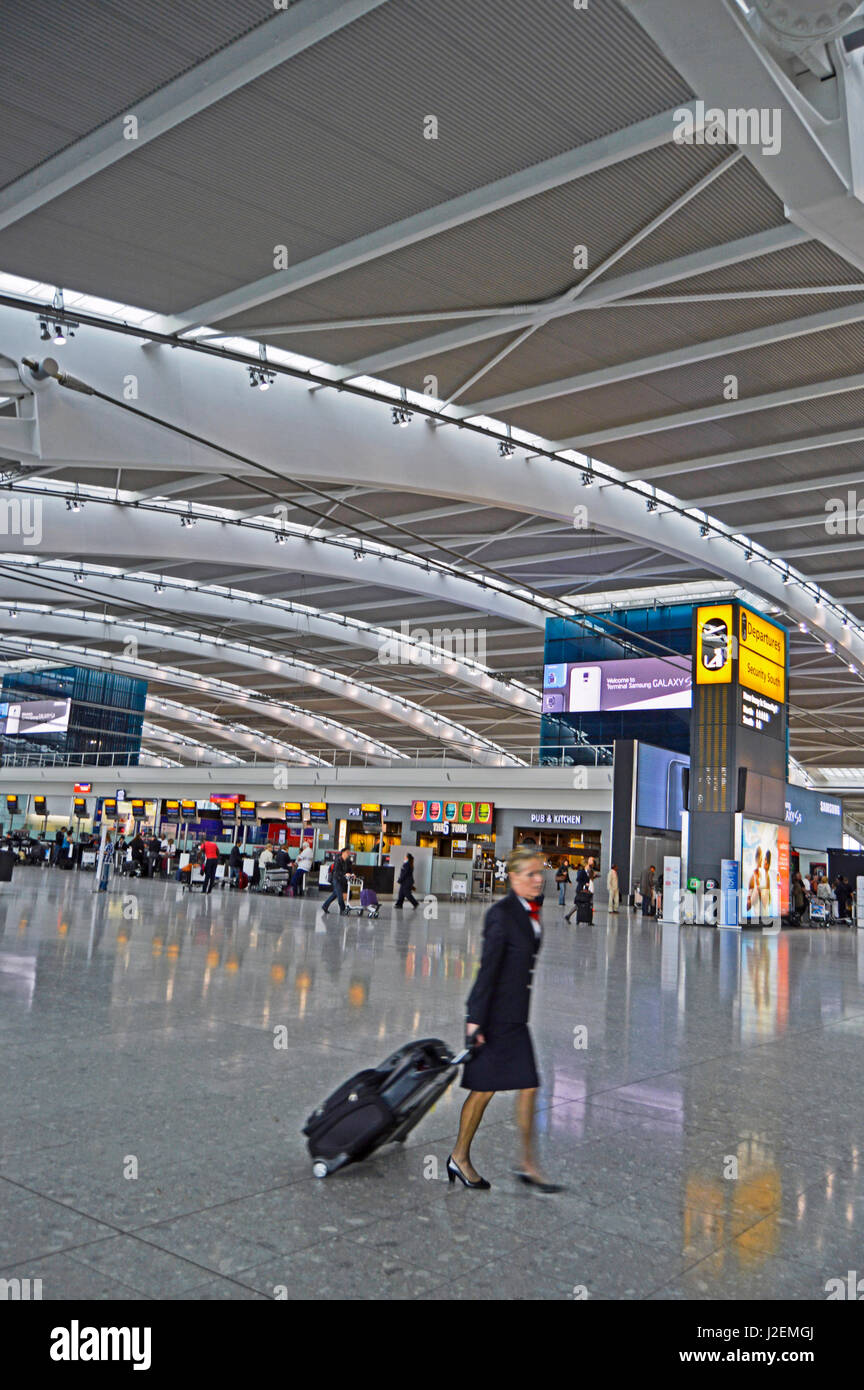 Europe, United Kingdom, England, London Borough of Hillingdon. Terminal 5 Departures at Heathrow Airport Stock Photo