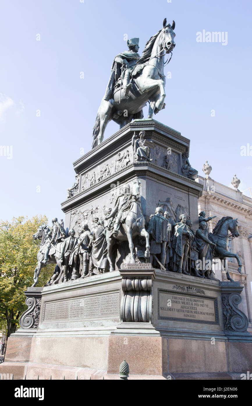 Friederich dem Grossen. King Frederik the Great statue. Berlin. Germany. Stock Photo