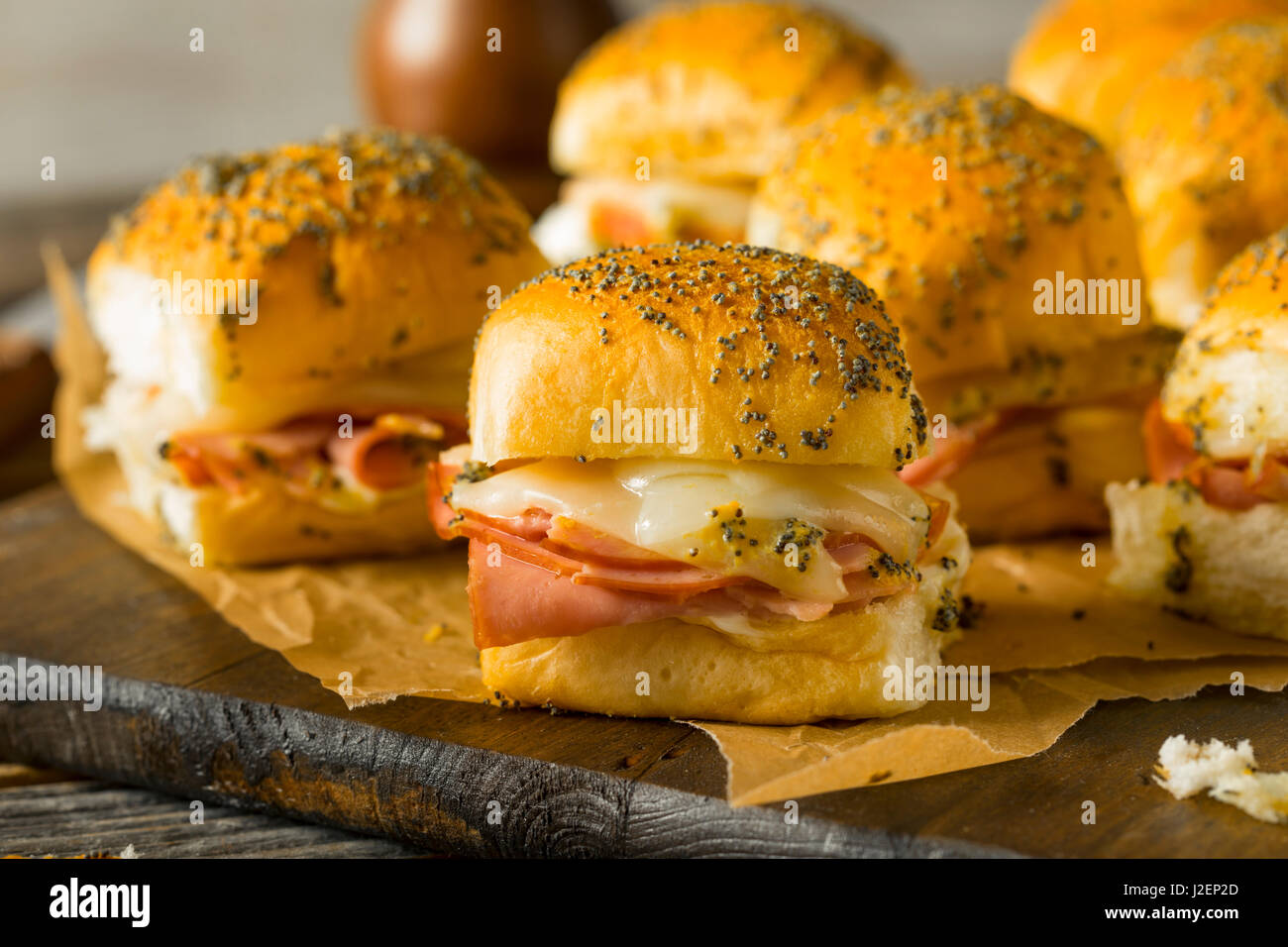 Hawaiian Ham and Cheese Buns with Mayo and Poppy Seeds Stock Photo Alamy