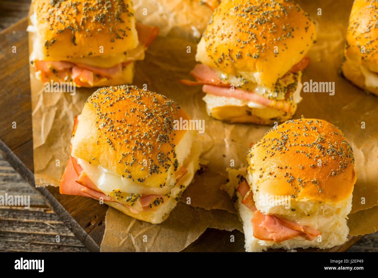 Hawaiian Ham and Cheese Buns with Mayo and Poppy Seeds Stock Photo Alamy