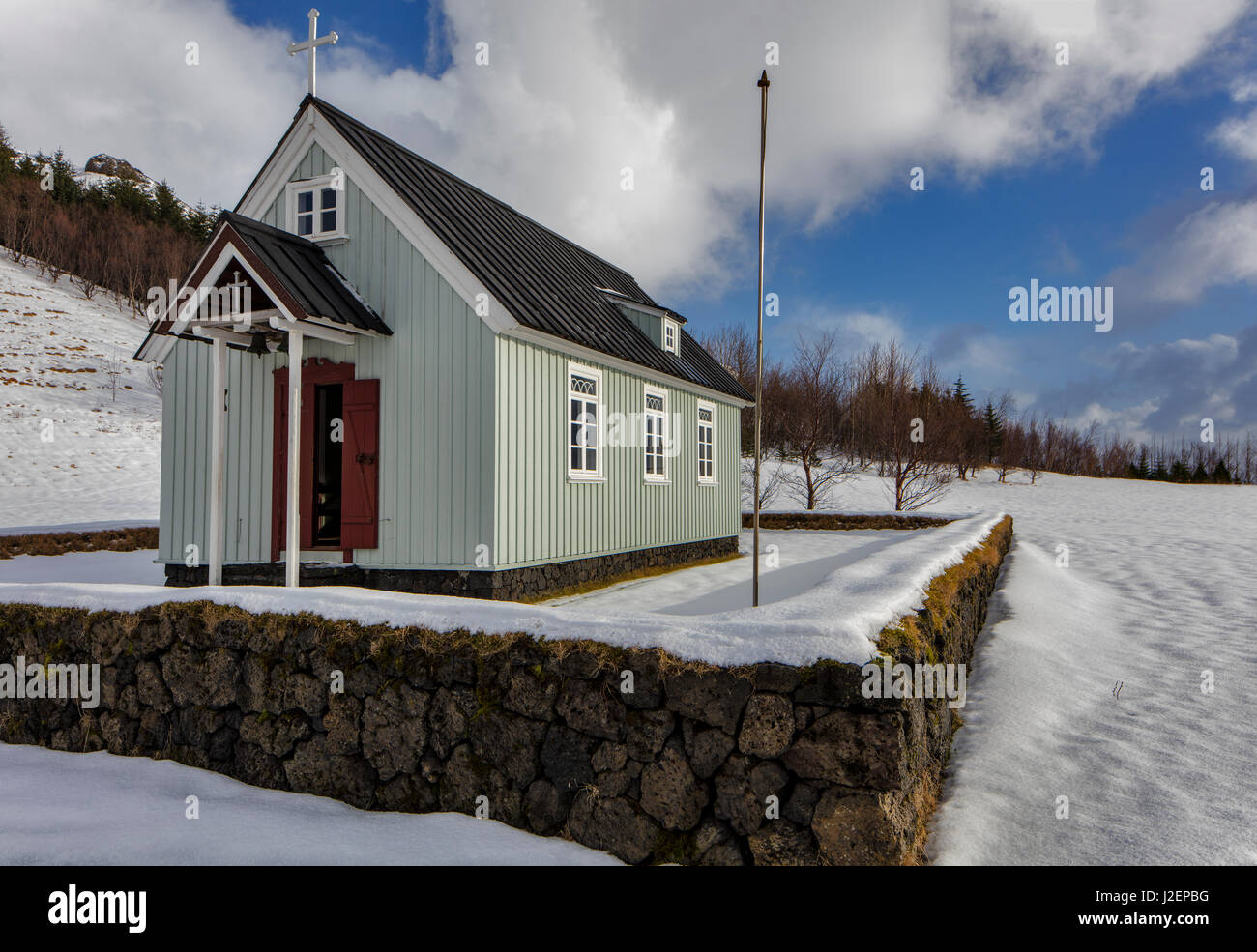 Historic Skogar church at the Skogar Folk Museum in Icleand (Large format sizes available) Stock Photo