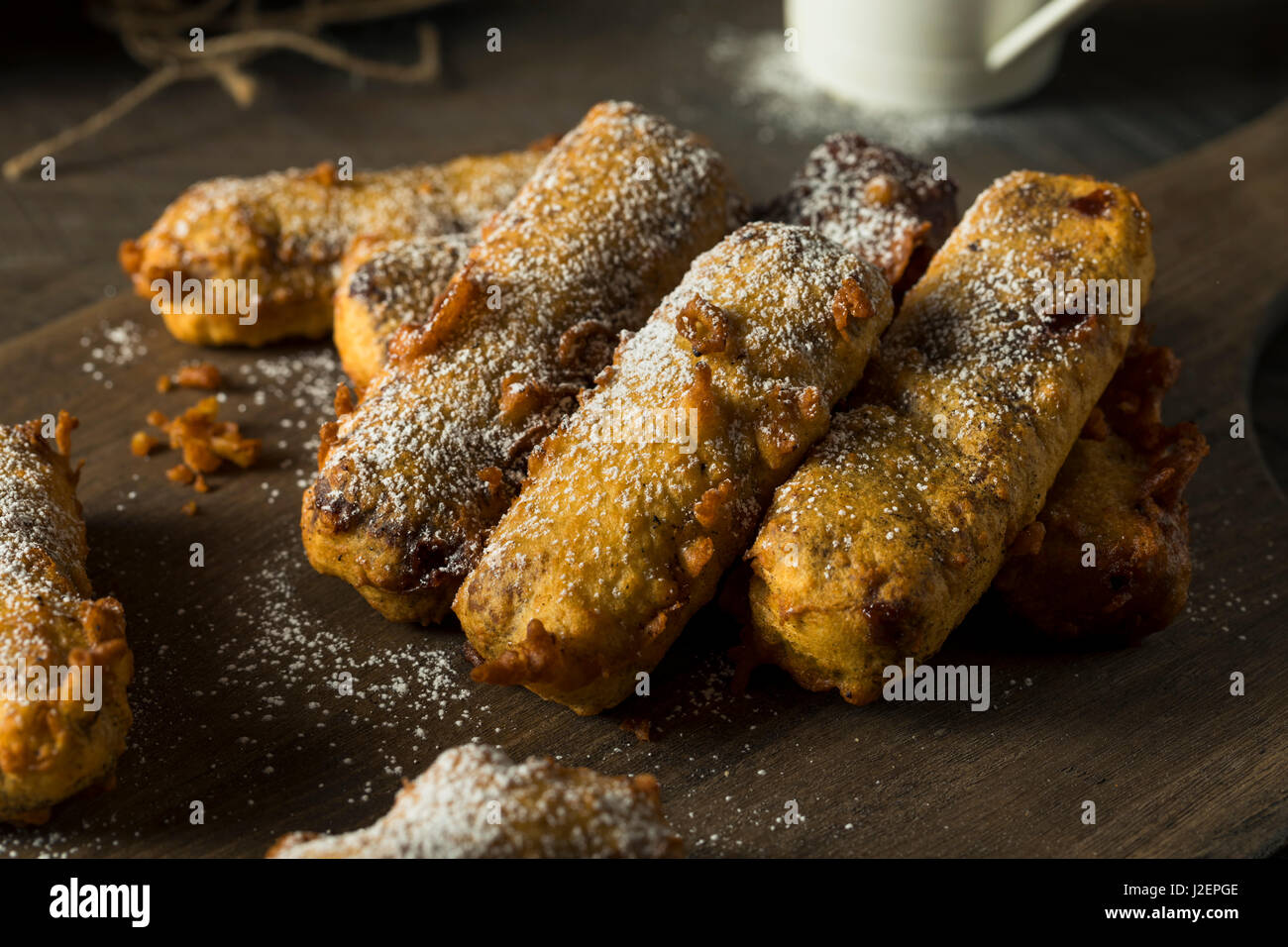 Homemade Deep Fried Candy Bar with Powdered Sugar Stock Photo Alamy