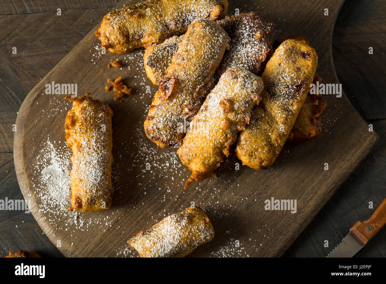 Homemade Deep Fried Candy Bar with Powdered Sugar Stock Photo Alamy