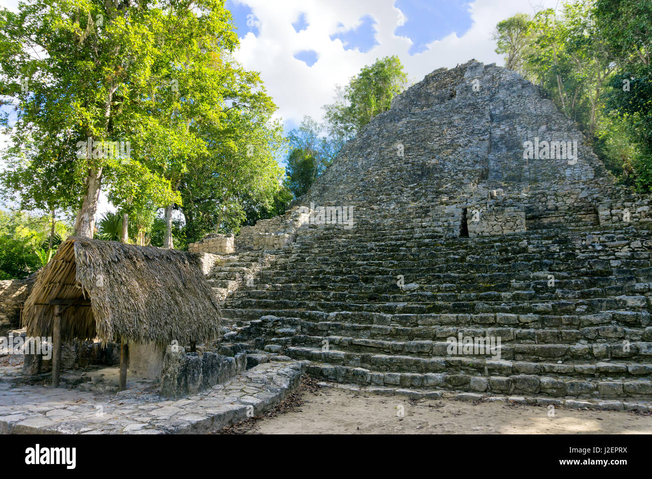 Pyramid in Coba, Mexico known as The Church in historic Mayan Stock Photo