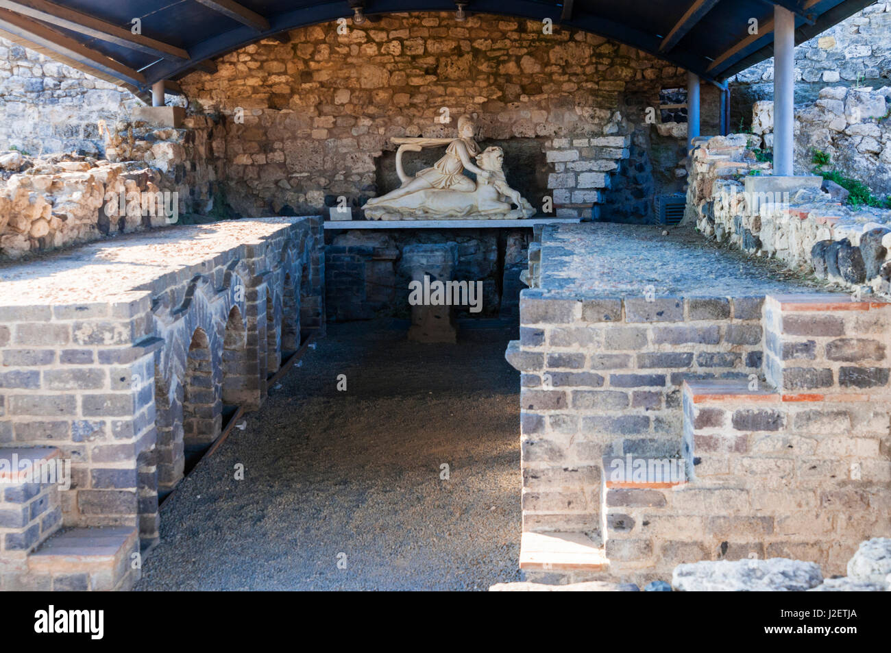 Mithraeum dedicated to the god Mitra, Naturalistic archaeological park of Vulci, Etruscan City, Province of Viterbo, Latium, Italy Stock Photo