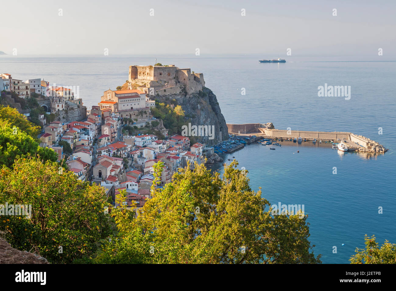 Town View with Castello Ruffo, Scilla, Calabria, Italy Stock Photo - Alamy