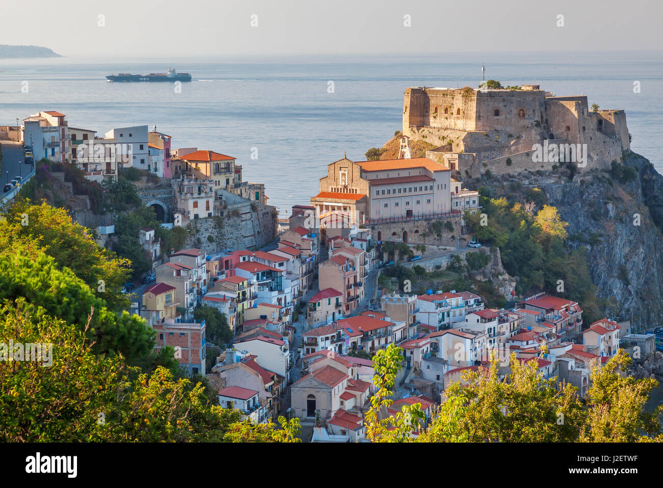 Town View with Castello Ruffo, Scilla, Calabria, Italy Stock Photo - Alamy