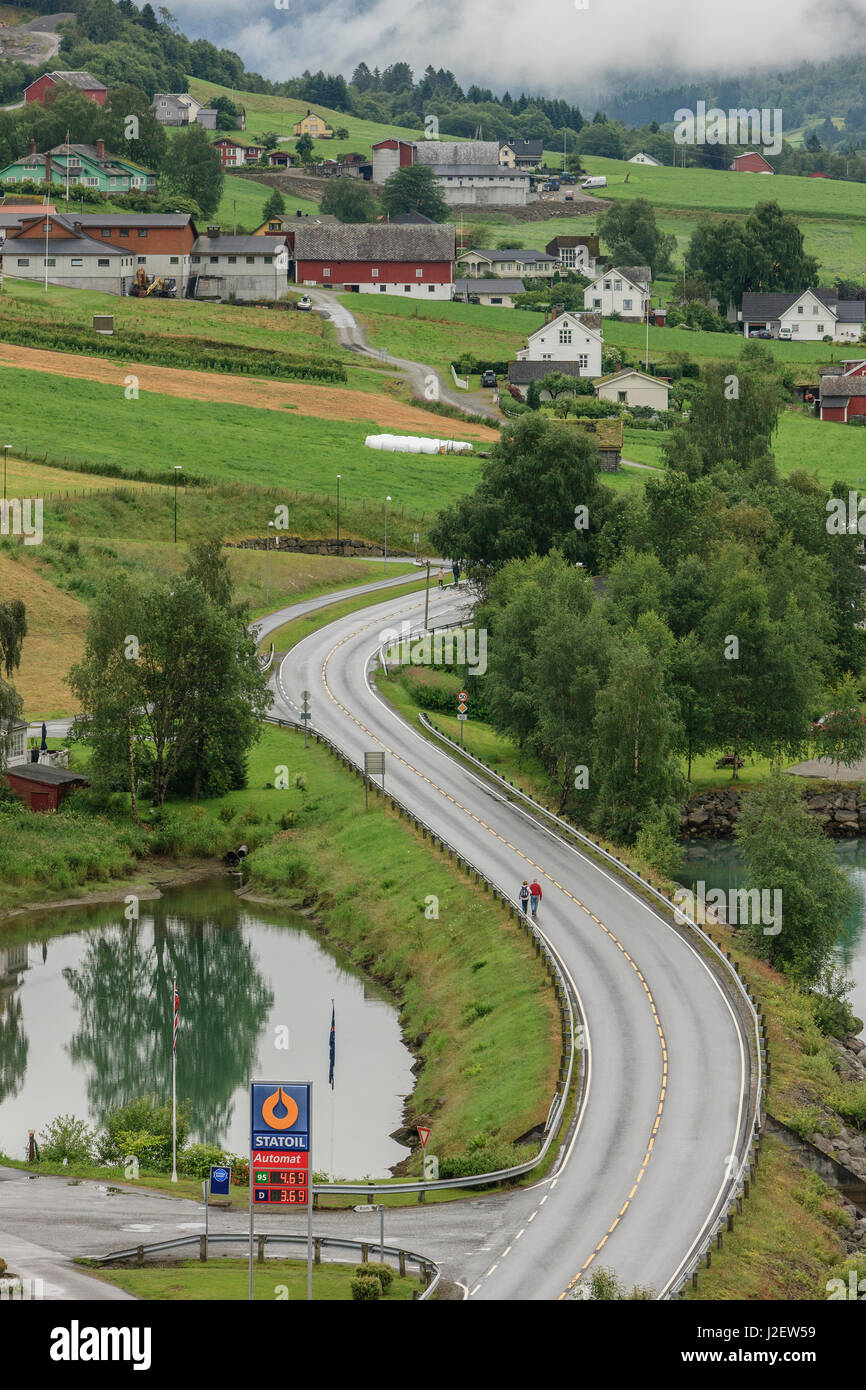 Highway, Olden, Norway. Stock Photo