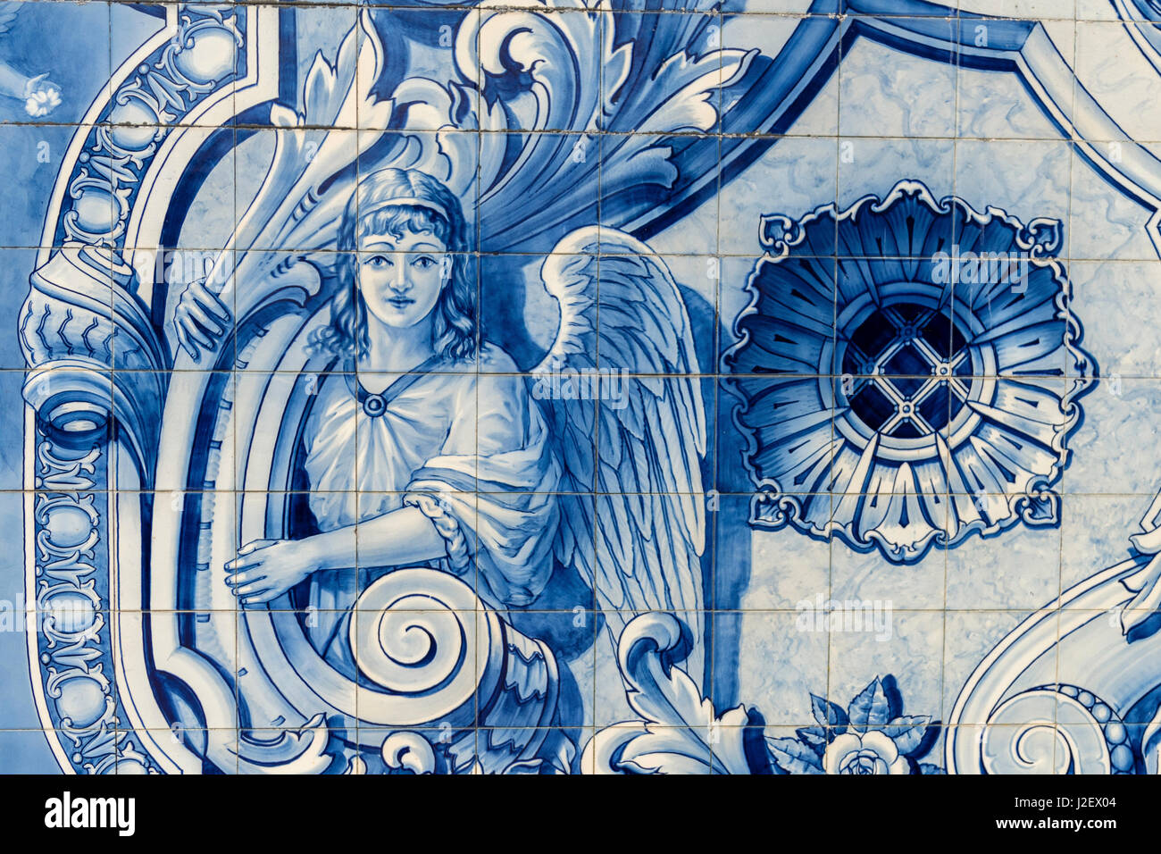 Lamego, Portugal, Shrine of Our Lady of Remedies, azulejo Stock Photo