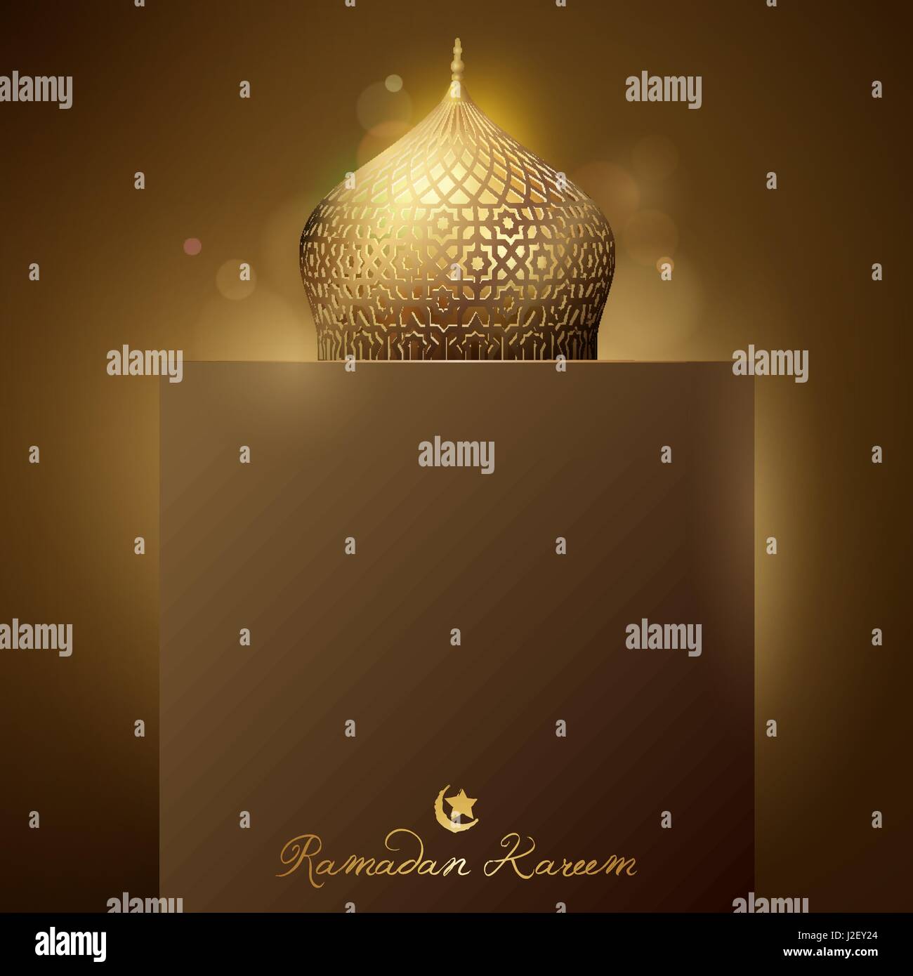 Ramadan Kareem greeting card template islamic vector design glow mosque ...