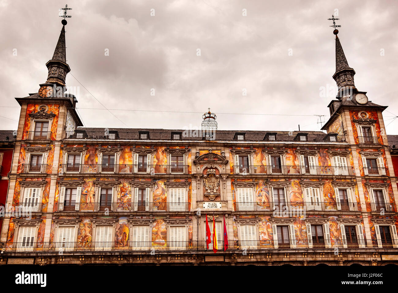 Plaza Mayor, built in the 1617, Madrid, Spain. Stock Photo