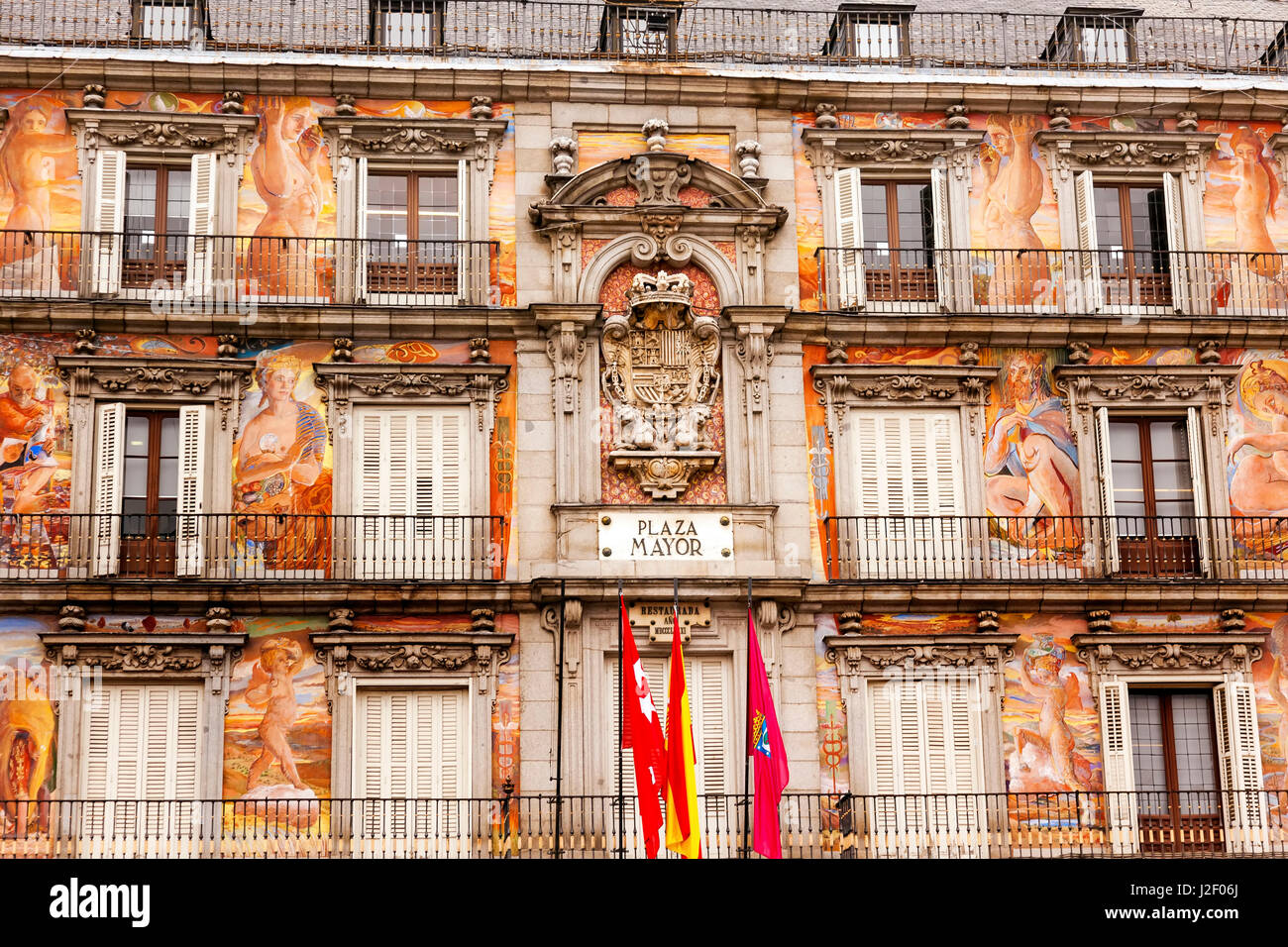 Plaza Mayor, built in the 1617, Madrid, Spain. Stock Photo