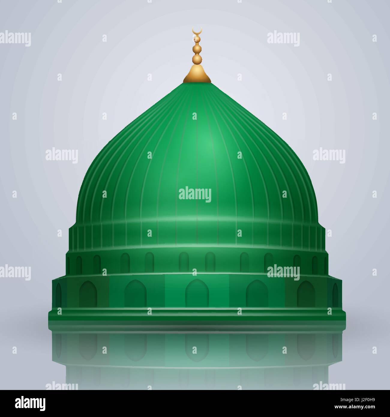 Realistic islamic vector green dome of prophet's mosque Stock Vector
