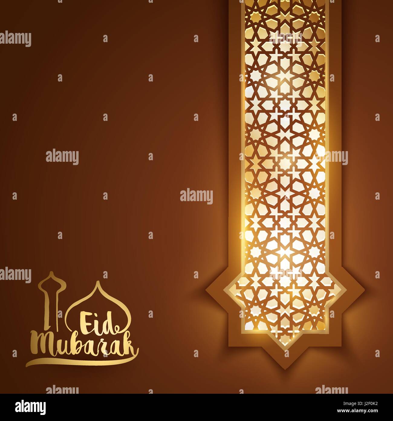 Eid Mubarak Greeting Banner Background Islamic Mosque Window With