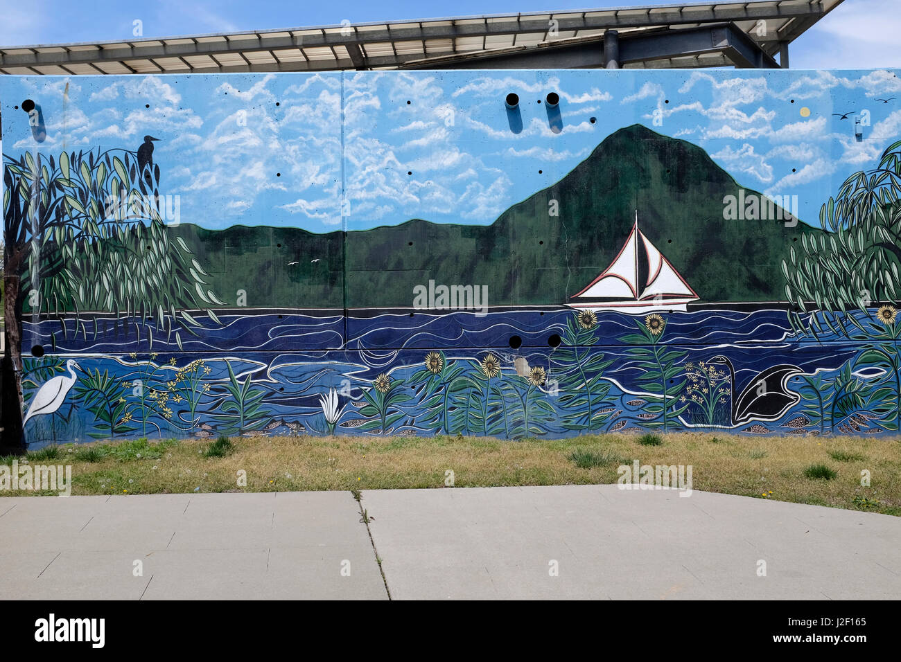 Painted Mural in Boyd Park, New Brunswick, New Jersey Stock Photo