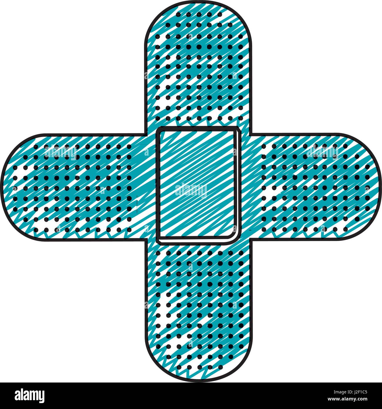 color pencil drawing of band aid in shape of cross Stock Vector Image