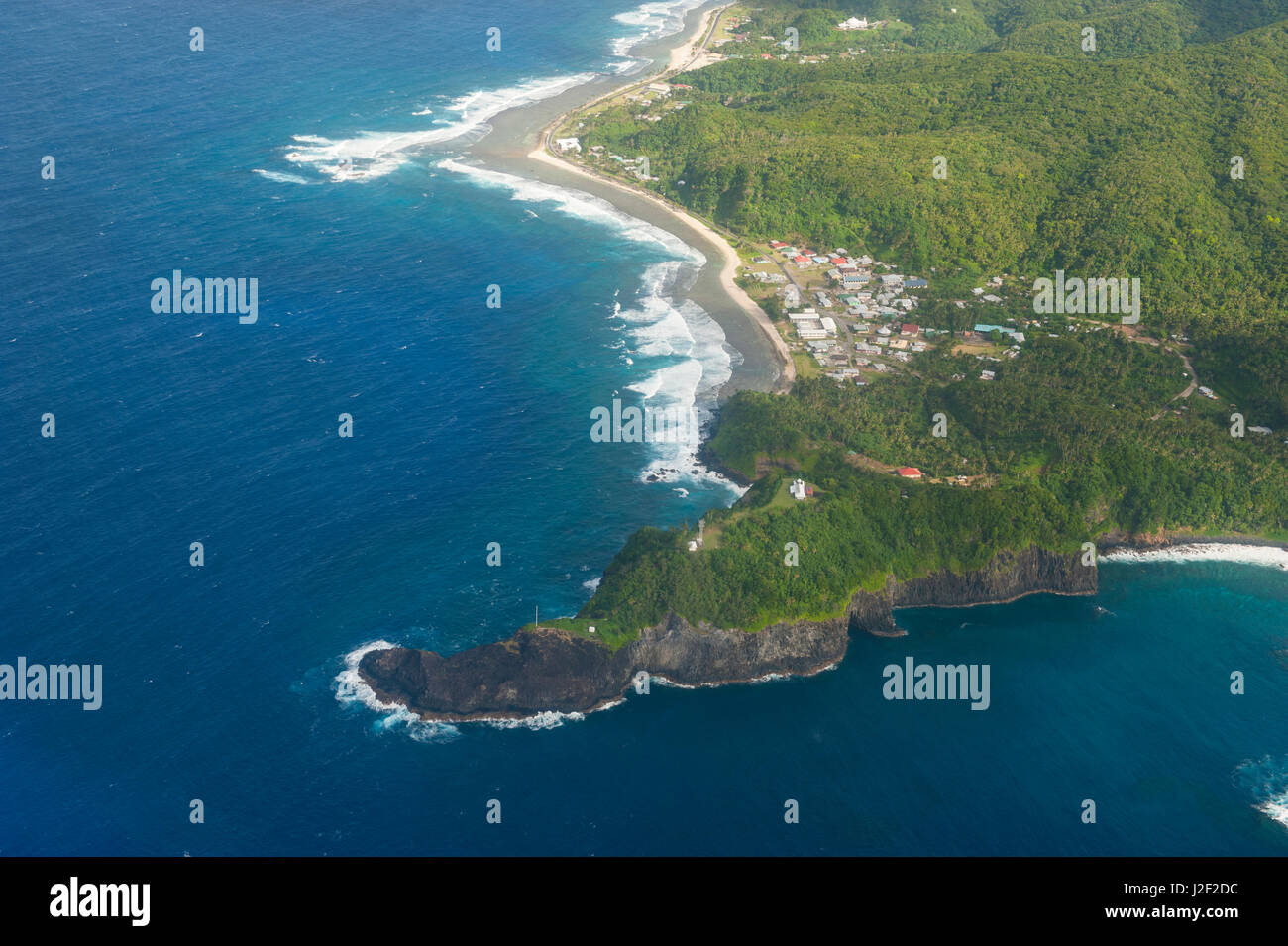 Aerial of Tutuila Island in American Samoa, South Pacific Stock Photo