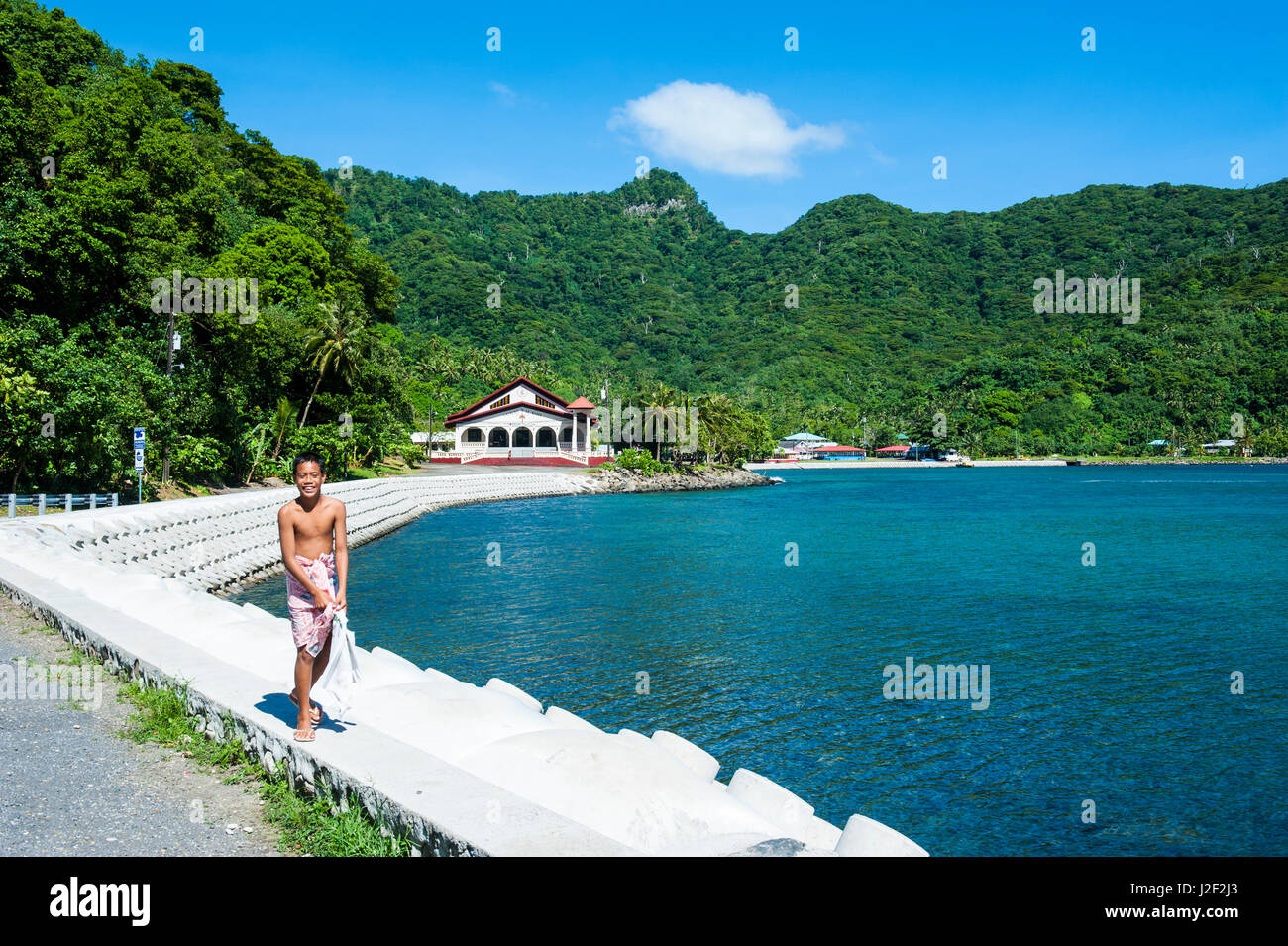 Young boy in American Samoa, South Pacific Stock Photo