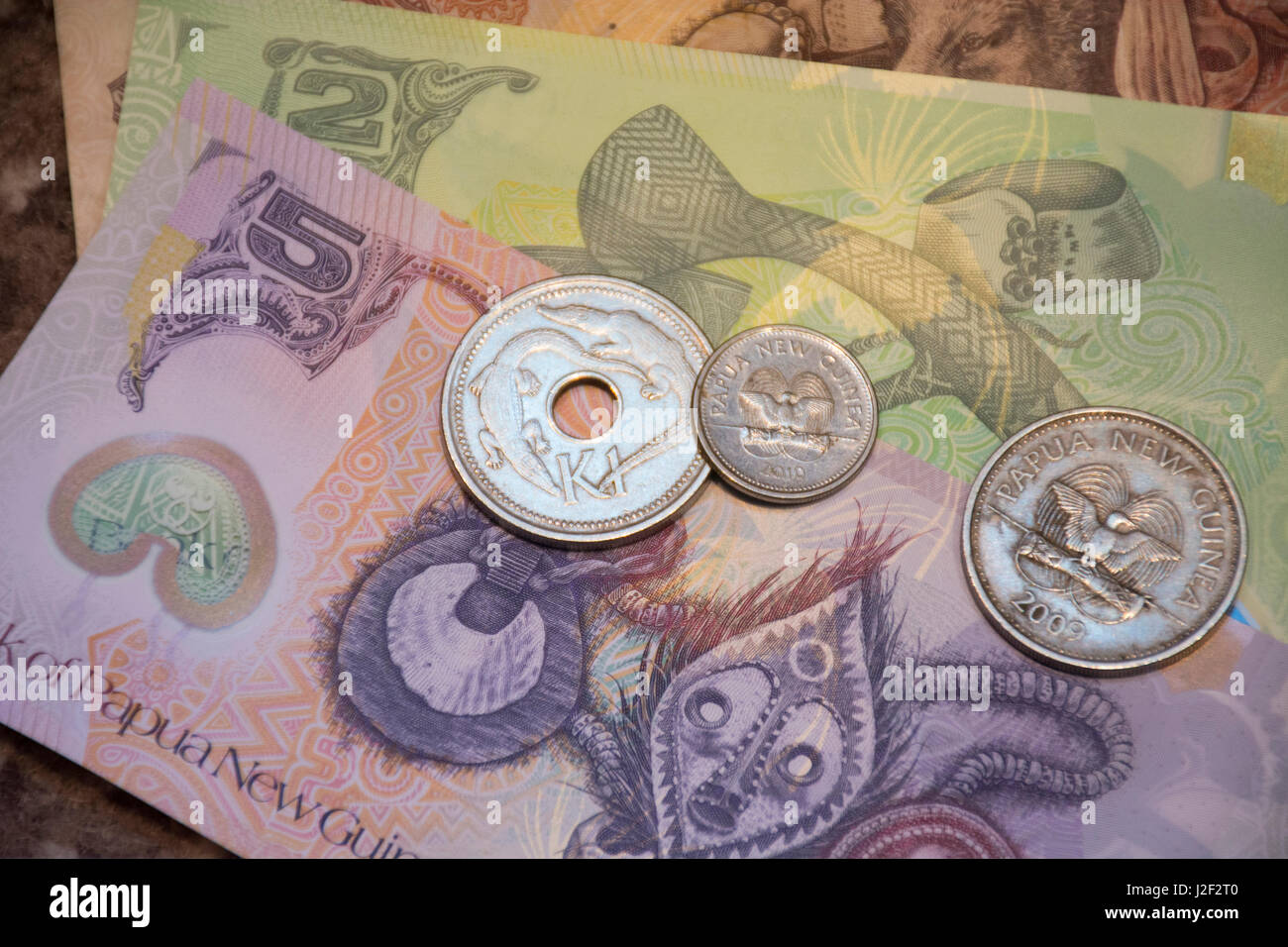 Melanesia, Papua New Guinea. Village of Vanimo. Colorful PNG money, the ...