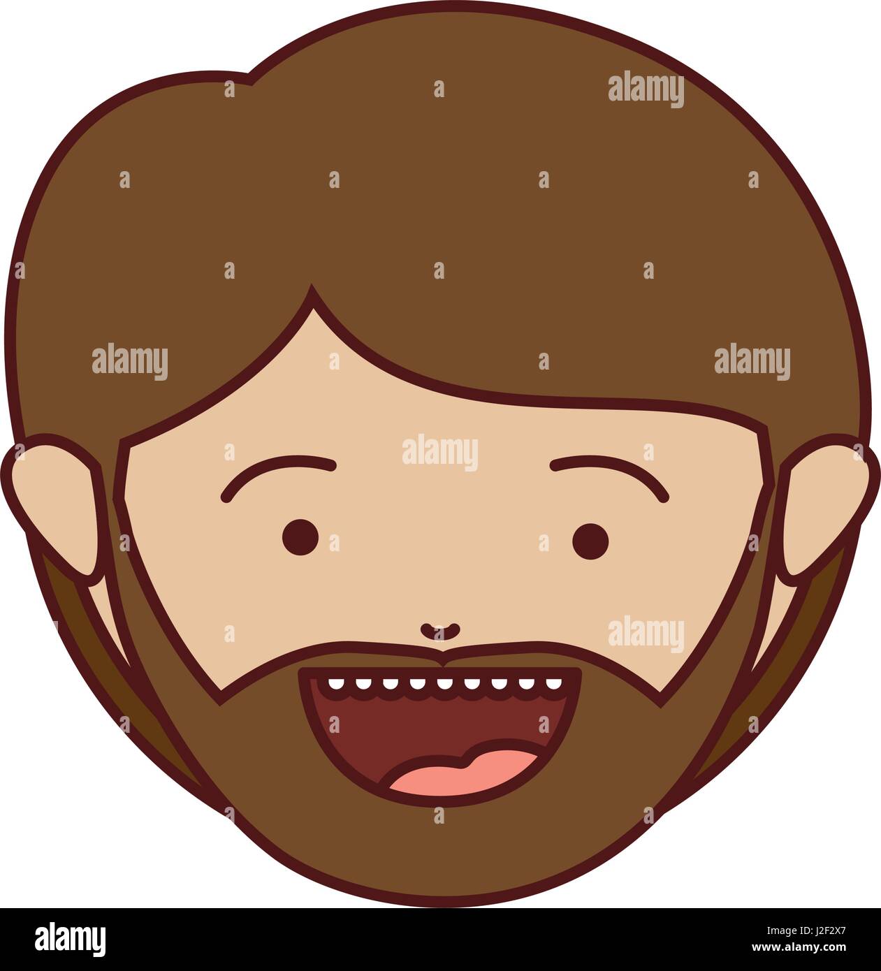 color silhouette of smiling face of man with beard and mustache Stock ...