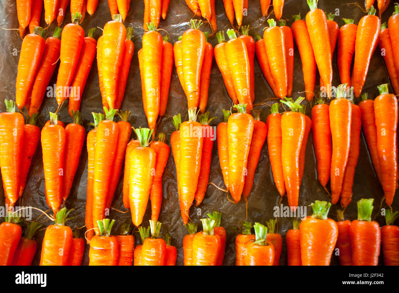 Carrots at the market of Mount Hagen, Highlands, Papua New Guinea, Pacific Stock Photo