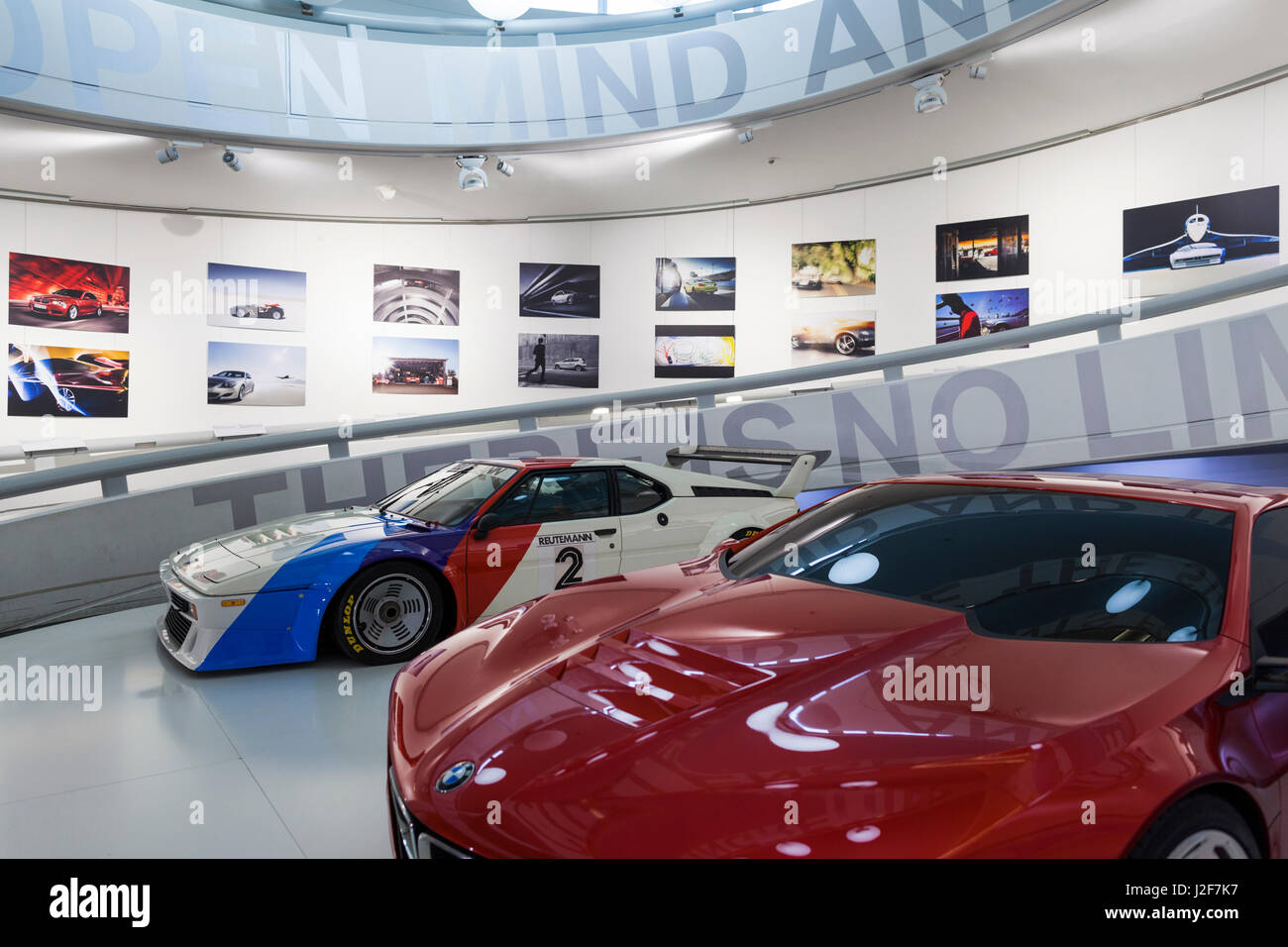 Germany, Bavaria, Munich, BMW Museum, display of BMW cars Stock Photo