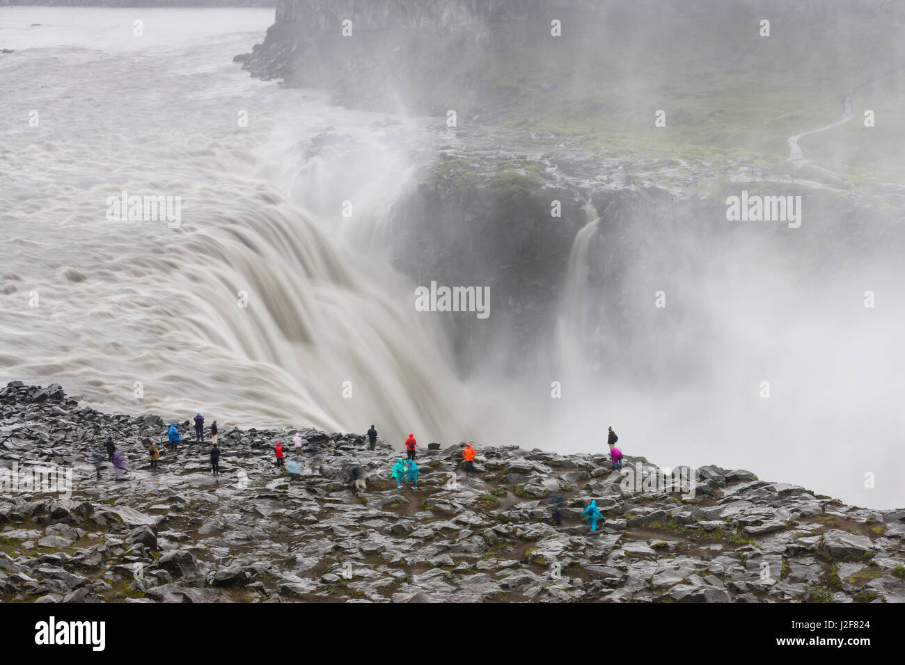 The waterfall Dettifoss in rainy weather Stock Photo