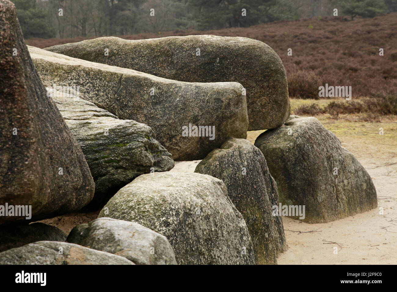 Megalithic tomb D54 in Havelte, The Netherlands Stock Photo