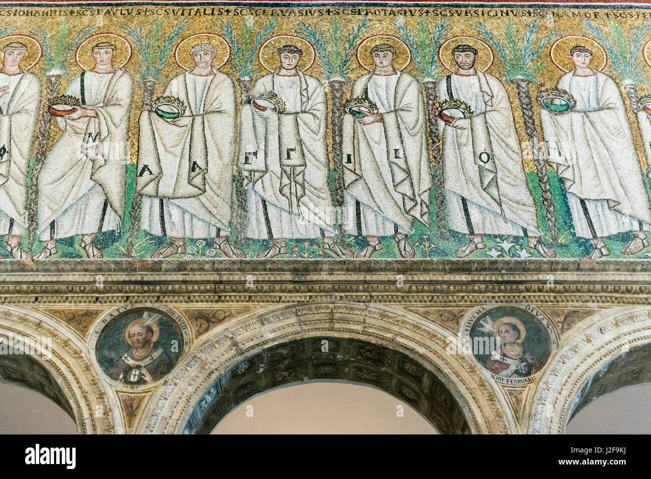Italy, Ravenna, Basilica of Sant'Apollinare Nuovo, Procession of