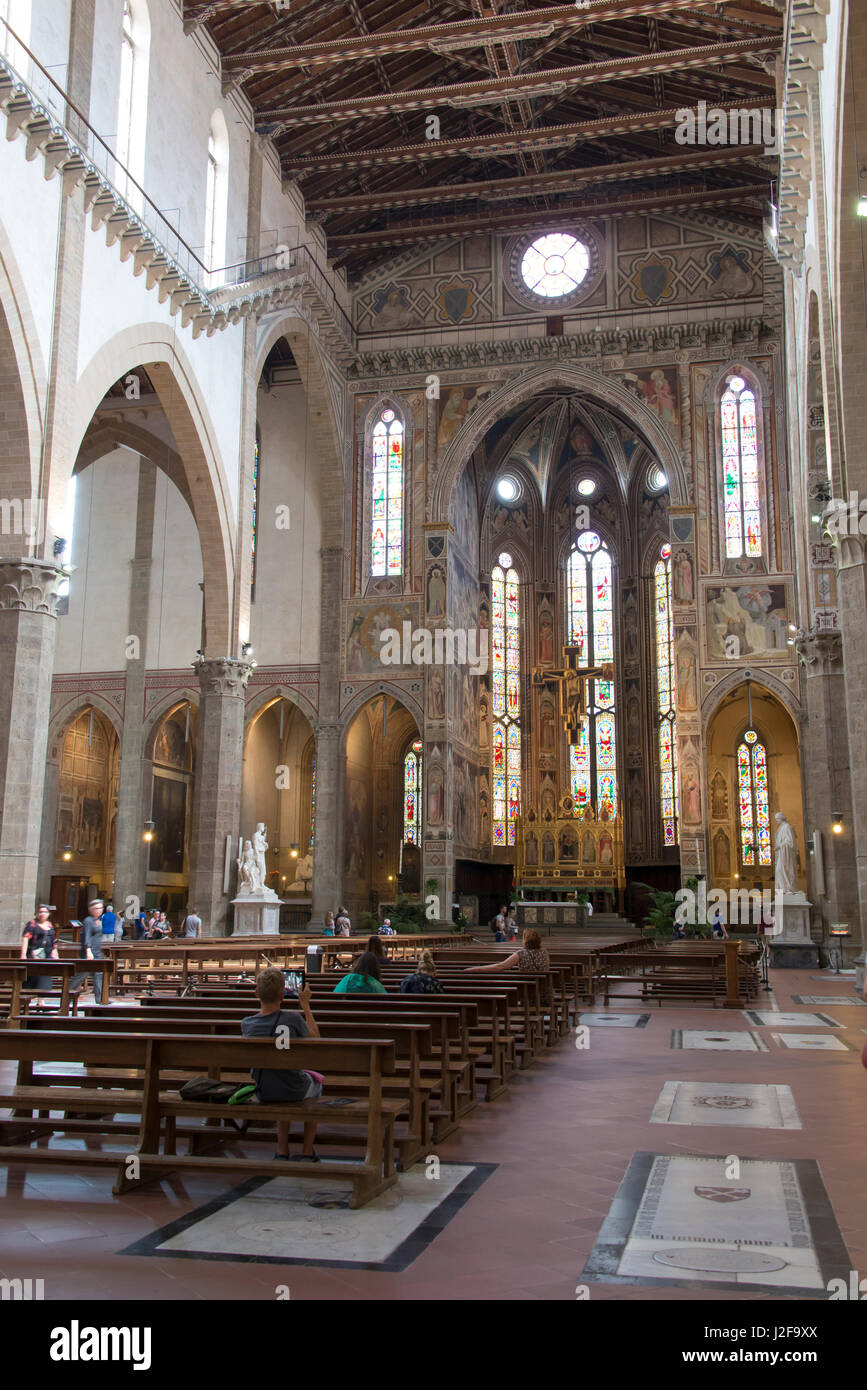 Europe, Italy, Florence. Basilica di Santa Croce interior Stock Photo ...