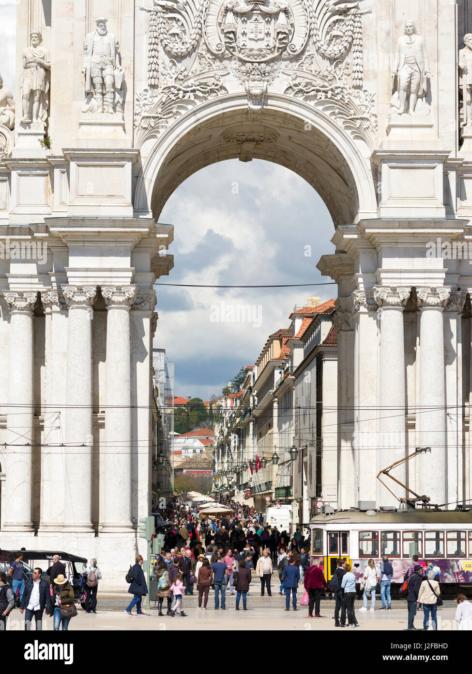 Arco da Rua Augusta at the square Praca do Comerico. Lisbon (Lisboa) the capital of Portugal. Stock Photo