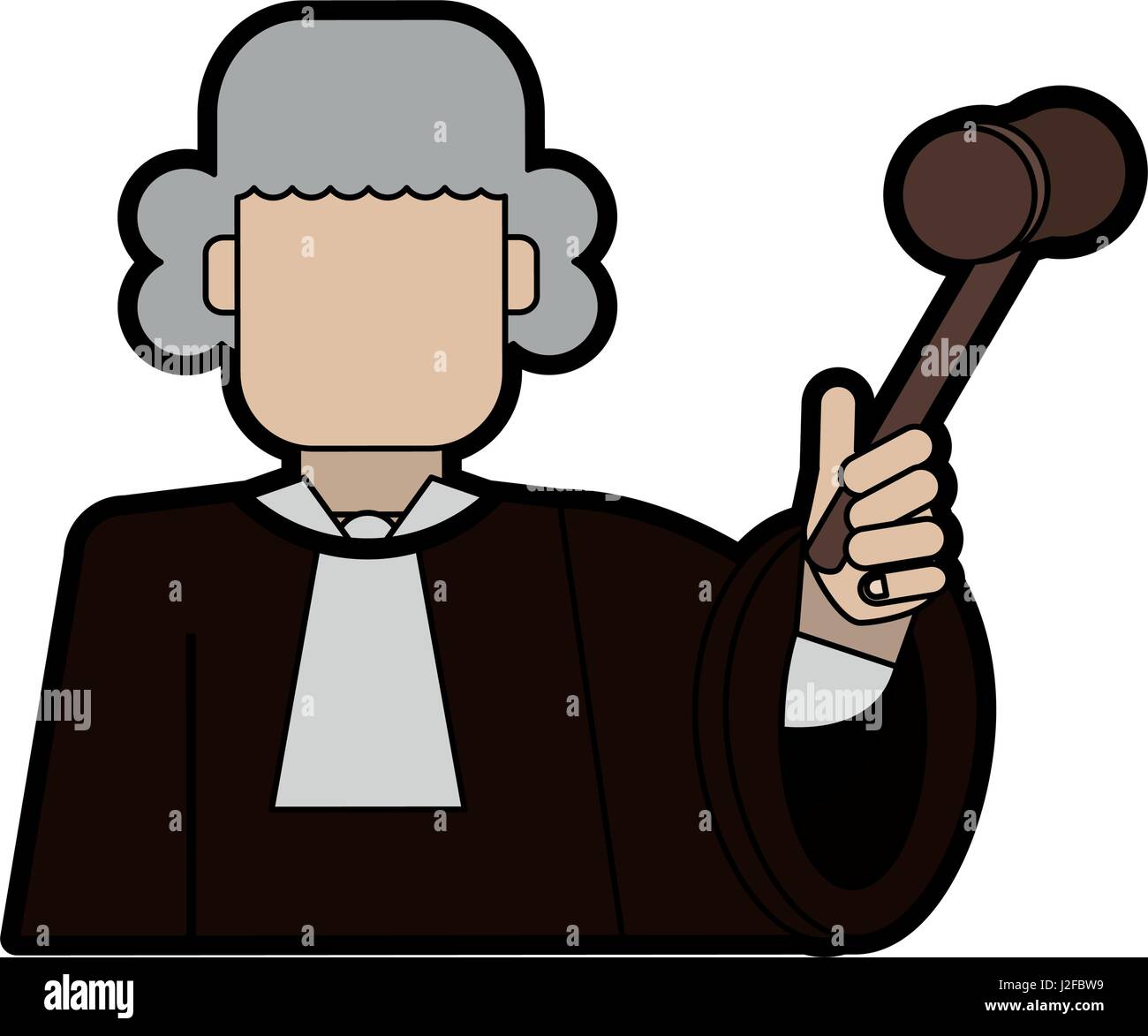 judge wearing white wig and holding gavel law and justice icon i Stock Vector