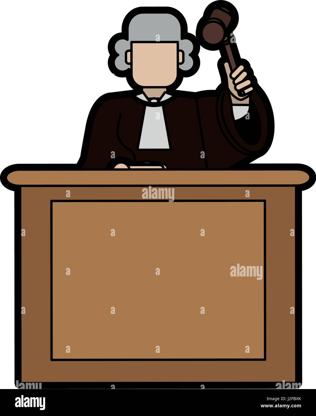 judge wearing white wig and holding gavel law and justice icon i Stock Vector