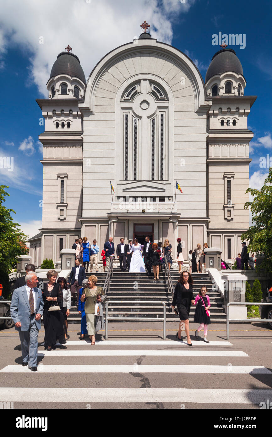Romania, Transylvania, Targu Mures, Piata Trandafirilor Square, Orthodox Cathedral Stock Photo