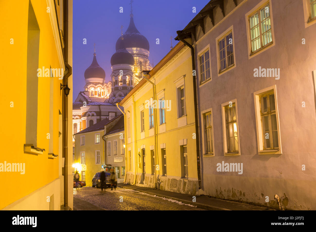 Alexander Nevsky Church in the Old Town at Dusk, Tallinn, Estonia Stock Photo