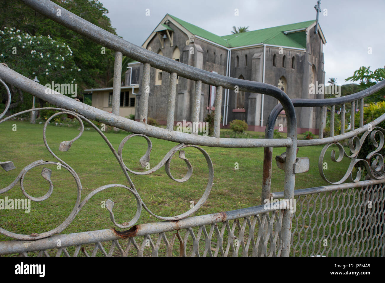 Fiji, Island of Ovalua, port town of Levuka. Considered to be the most intact Colonial town remaining in Fiji. UNESCO World Heritage Site. Historic Anglican Church. (Large format sizes available) Stock Photo