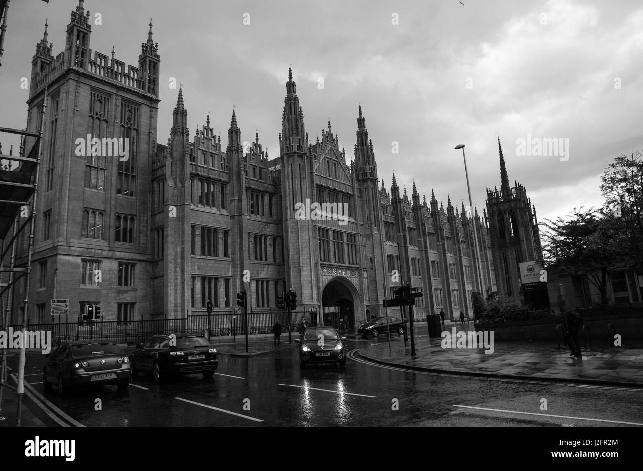 Aberdeen landmark of Marischal College, Aberdeen, from the front. This granite building is a tourist attraction and a grand building Stock Photo