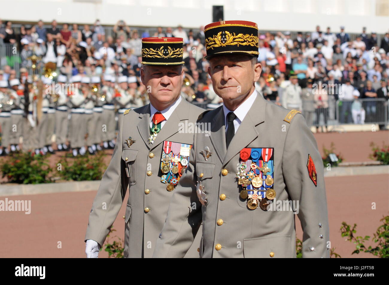 General De Villiers, Chief of the French Army, attends homage paid at French Foreign Legion Headquarter on the occasion of Camerone battle anniversary Stock Photo