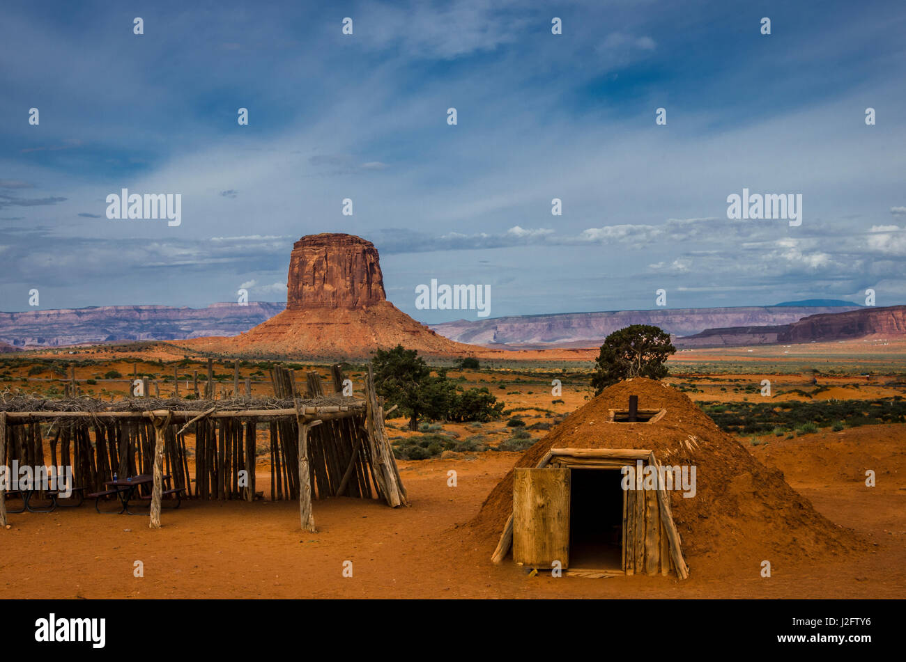 Native American hogans in Monument Valley Tribal Park of the Navajo ...