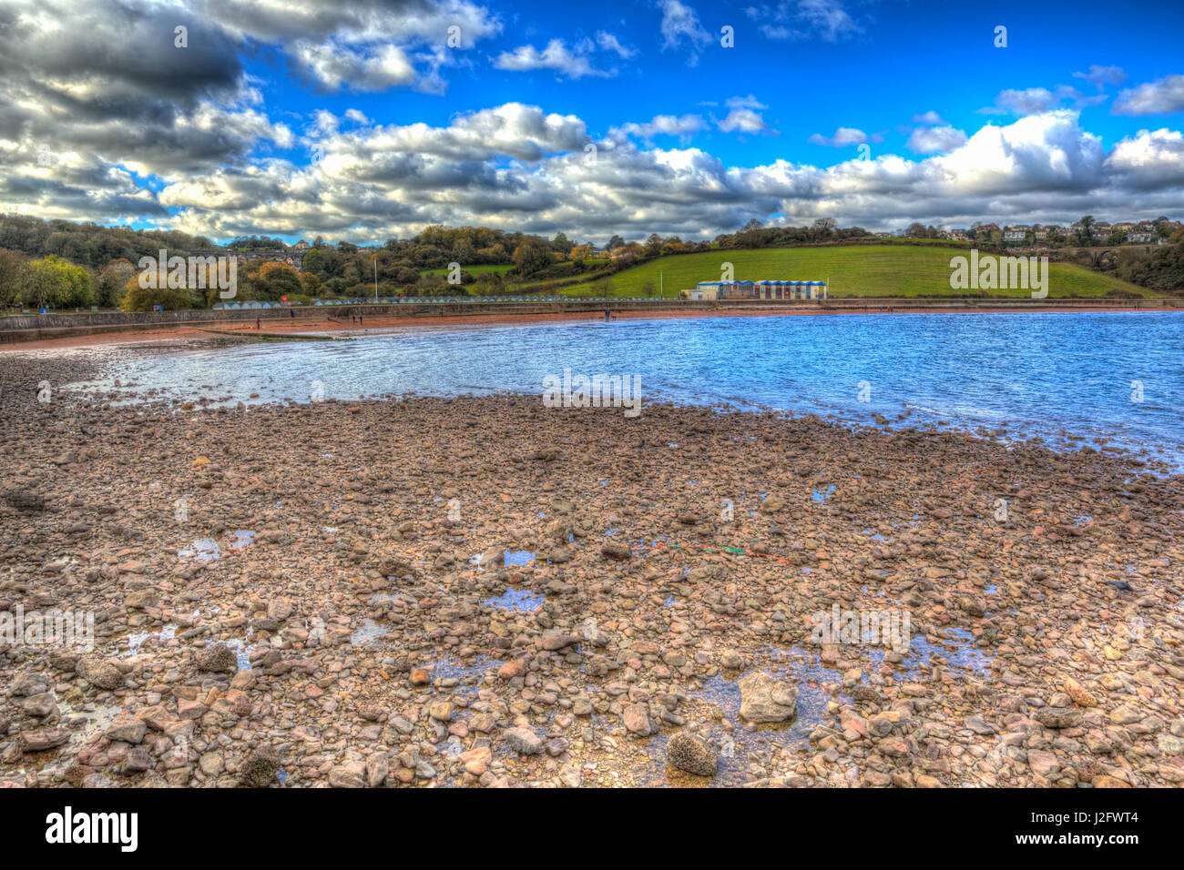 Broadsands beach south of Torquay Devon UK in colourful HDR Stock Photo