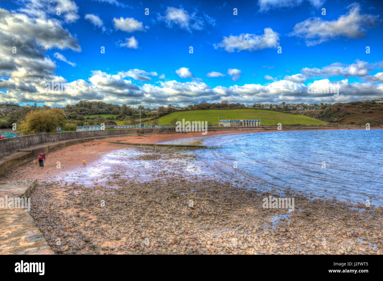 Broadsands beach south of Torquay Devon UK in colourful HDR Stock Photo