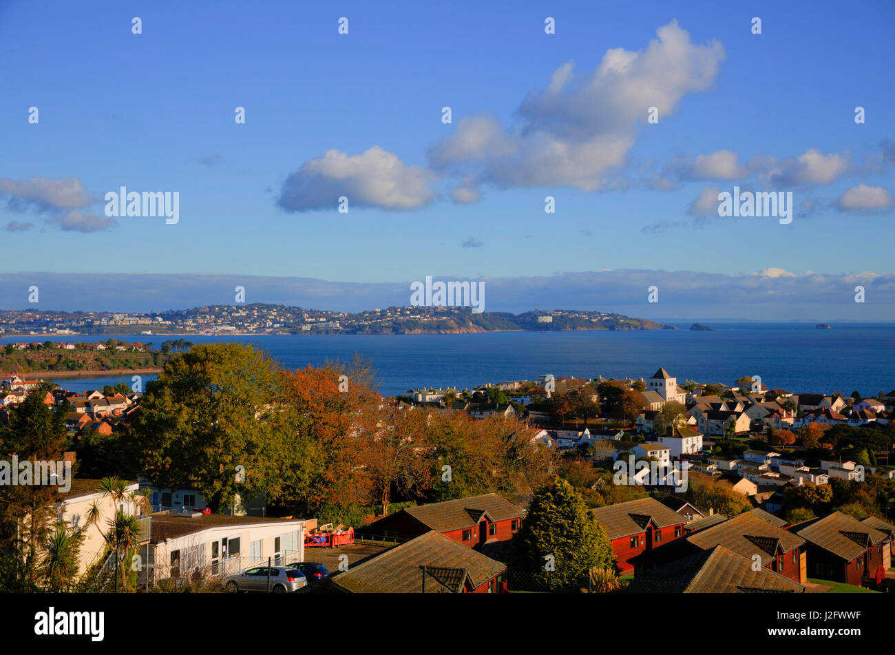 Torquay Devon coast and bay view England from Paignton blue sky Stock