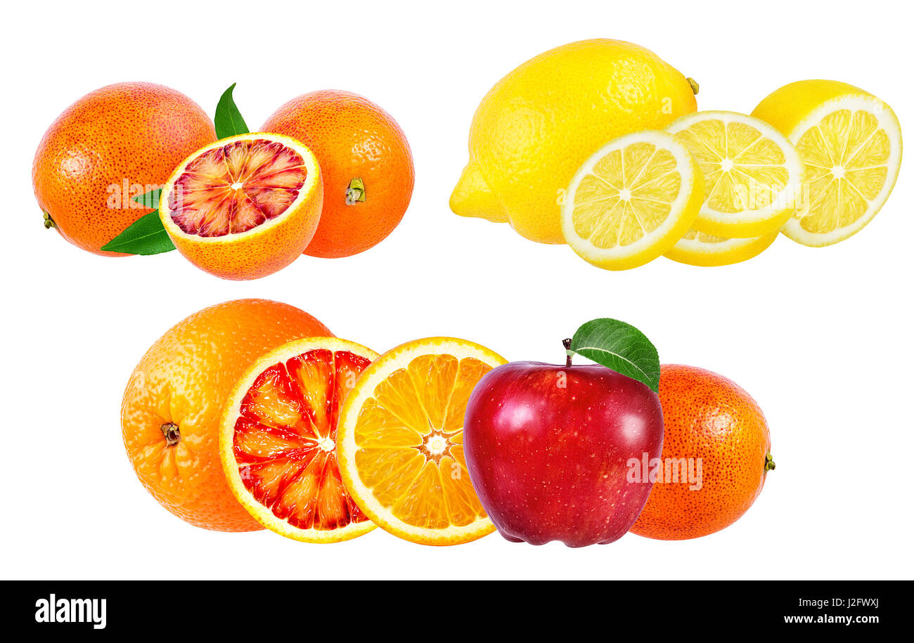 Collection of fruits isolated on white background Stock Photo