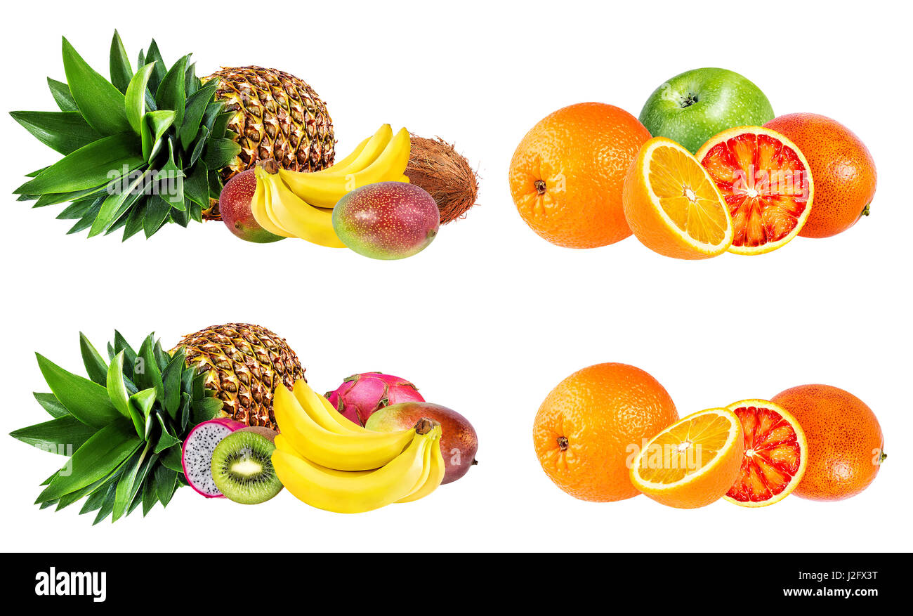 Collection of fruits isolated on white background Stock Photo - Alamy