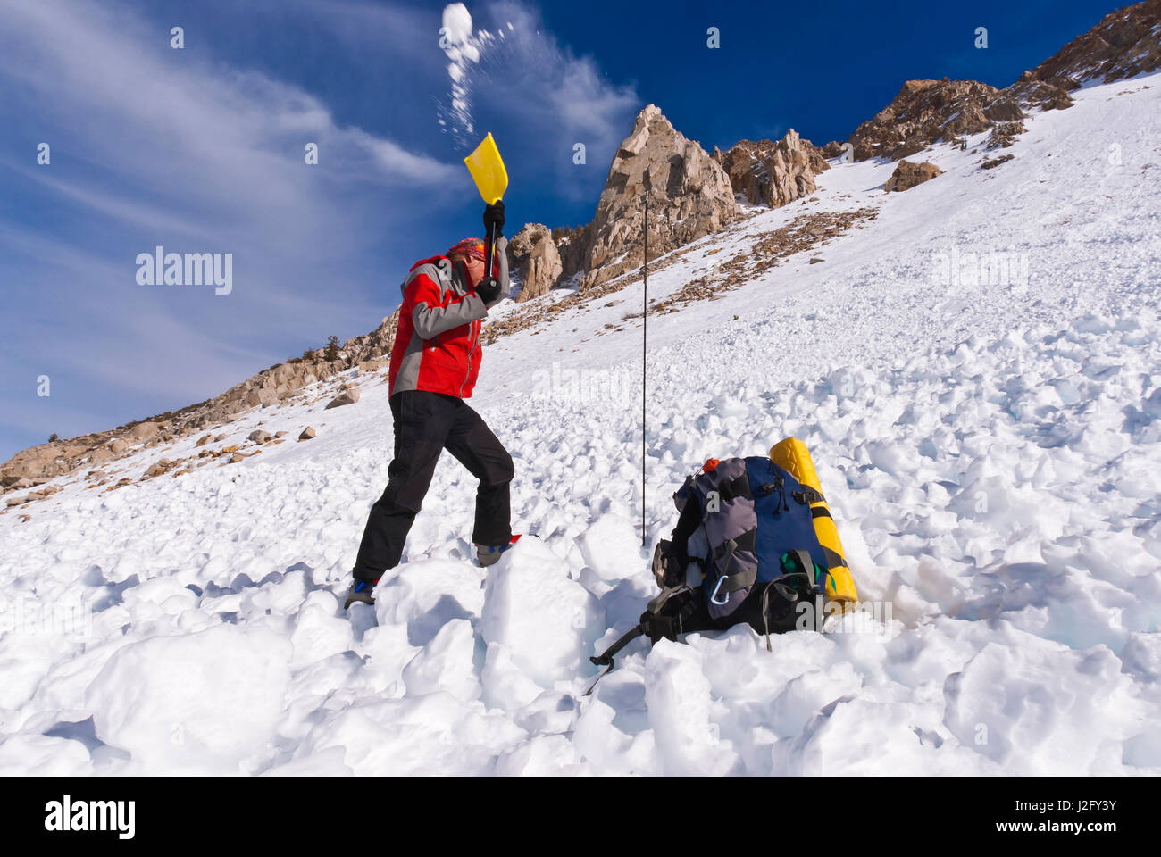 Backcountry skier using avalanche gear, Inyo National Forest, Sierra