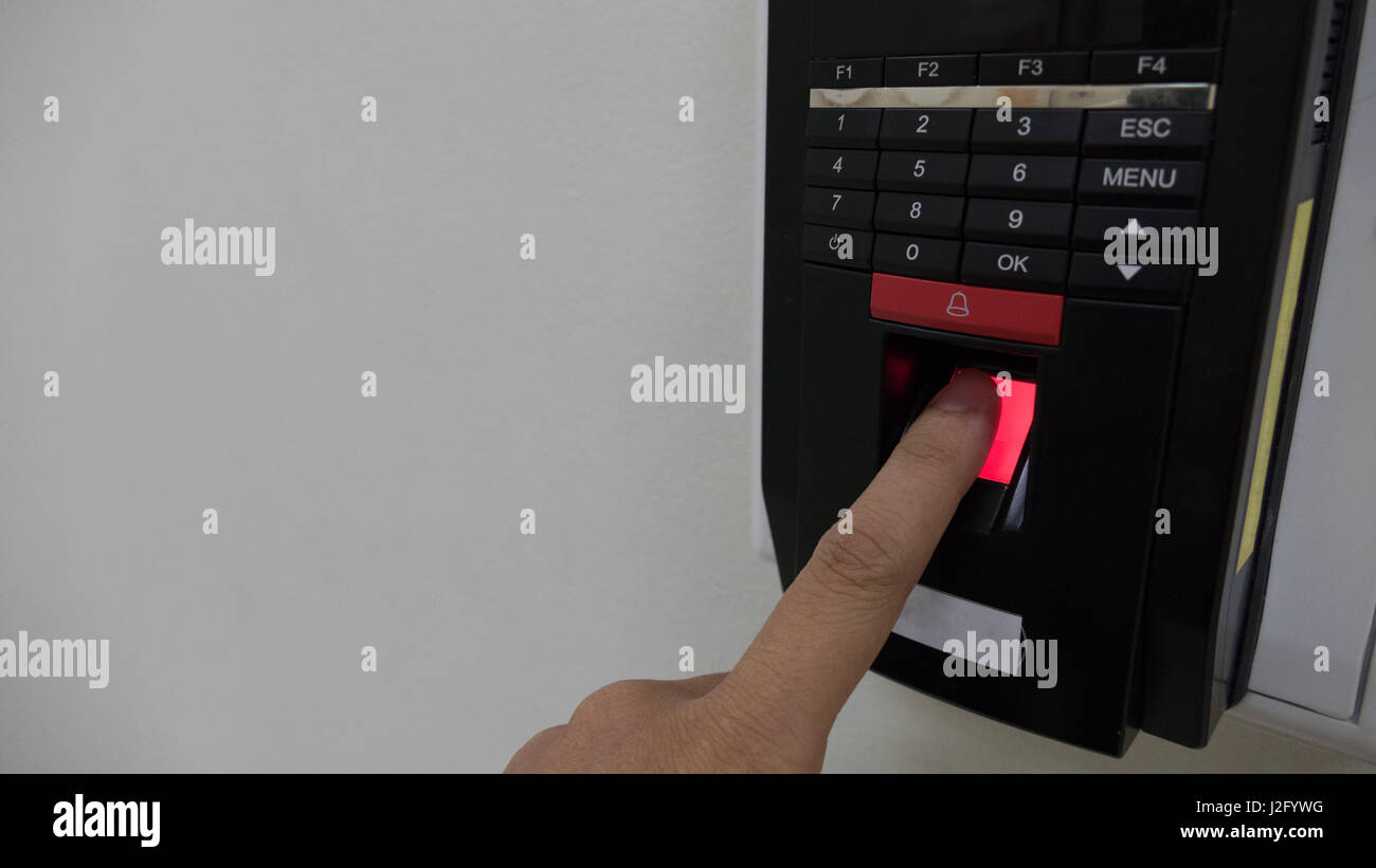 Finger print scan for enter security system Stock Photo - Alamy